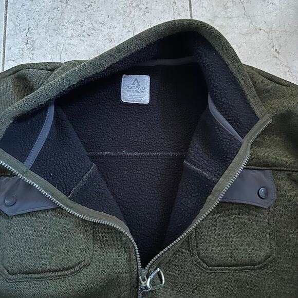 Ascend Mens 2XL XXL Fleece Lining Jacket Green Hiking Outdoors Gorpcore Pockets - Picture 8 of 9
